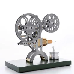 Stirling Engine Retro Film Projector Engine Model External Combustion Engine with Metal Base - Perfect Gift Choice