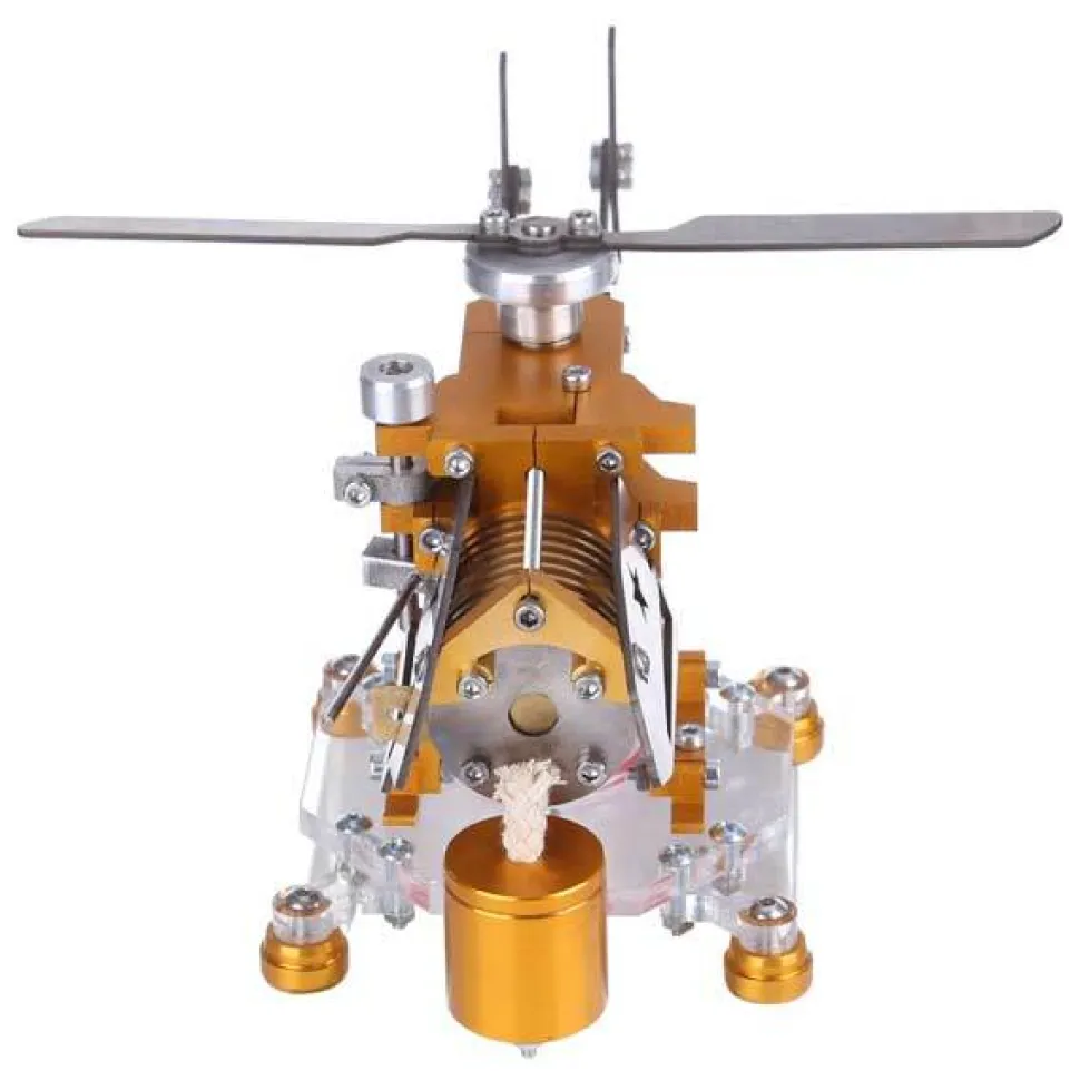 Stirling Engine with Helicopter Design Vacuum Engine Model Science Toy Decor Collection