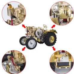 T1 Antique Roller Tractor Model with Mini Water-cooled Single-cylinder Gasoline IC Engine