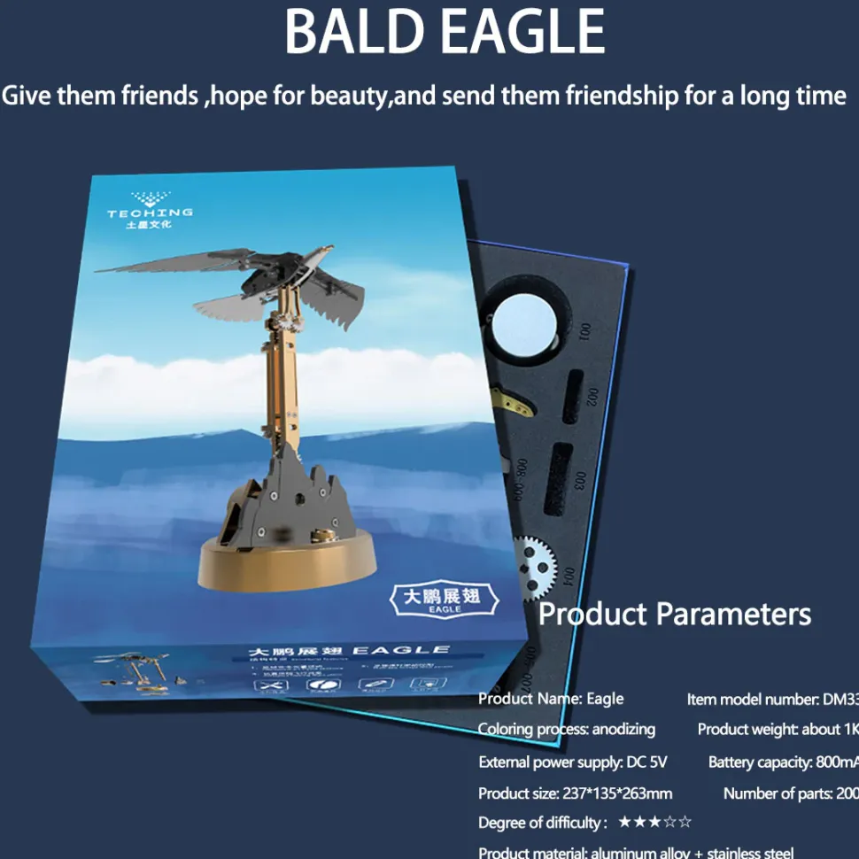 TECHING American Bald Eagle Model Kit - Haliaeetus Leucocephalus with Flying and Flapping Wings