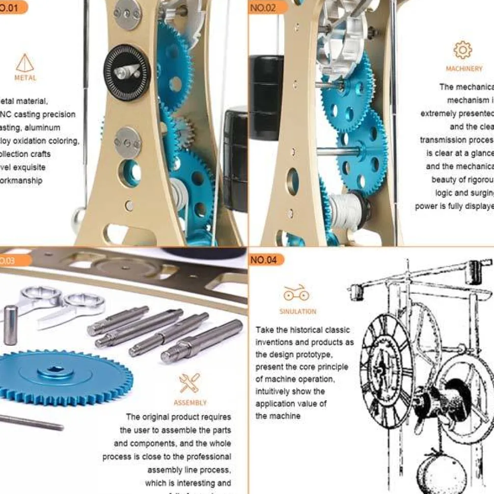 Teching Engine Assembly Kit Full Metal Galileo Pendulum Clock Engine Building Kit Toy Gift