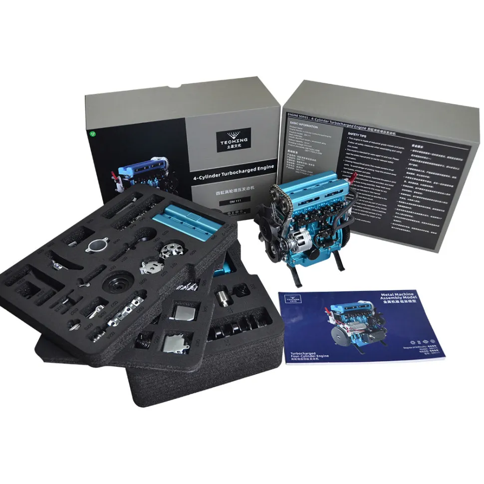 TECHING L4 Engine Model Kit that Works - Build Your Own Engine - Full Metal 4 Cylinder Car Engine Kit Car Engine Model