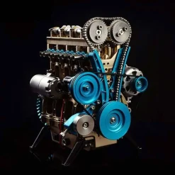 TECHING L4 Engine Model Kit that Works - Build Your Own Engine - Full Metal 4 Cylinder Car Engine Kit Car Engine Model