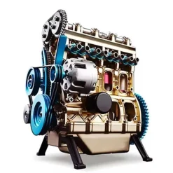 TECHING L4 Engine Model Kit that Works - Build Your Own Engine - Full Metal 4 Cylinder Car Engine Kit Car Engine Model