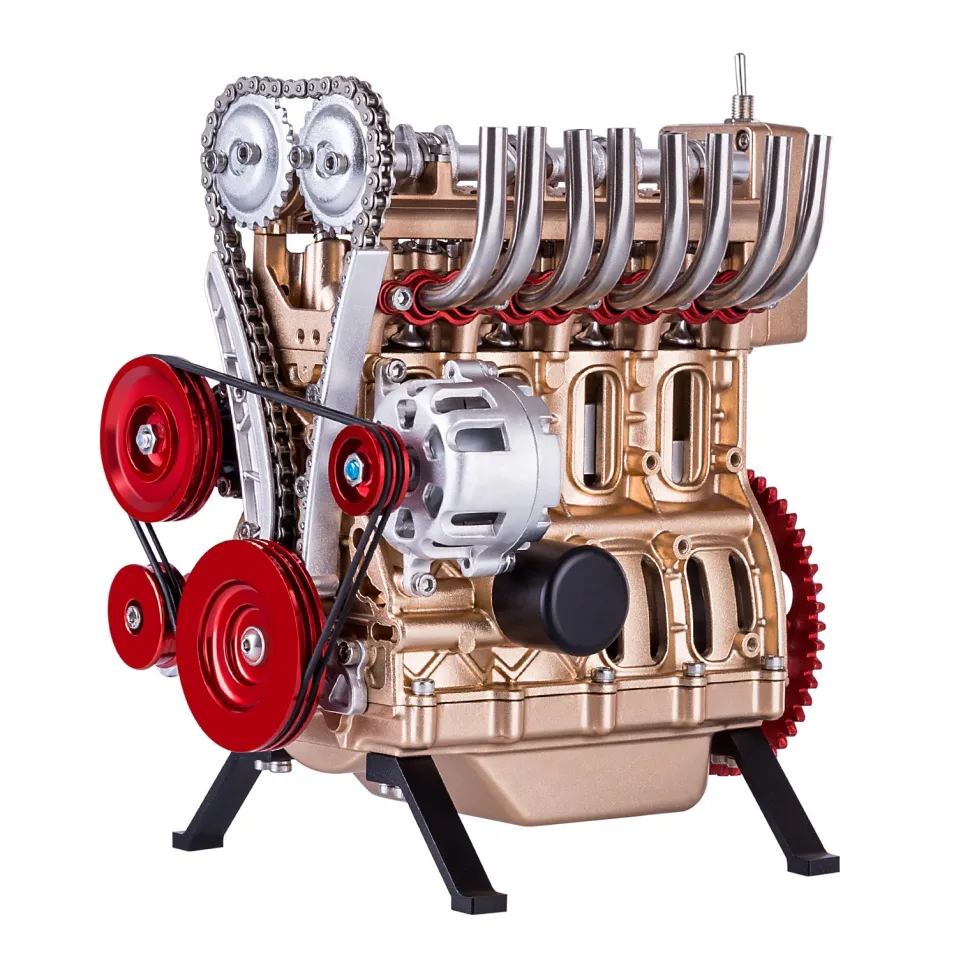 TECHING L4 Engine Model Kit that Works - Build Your Own Engine - Full Metal 4 Cylinder Car Engine Kit Car Engine Model
