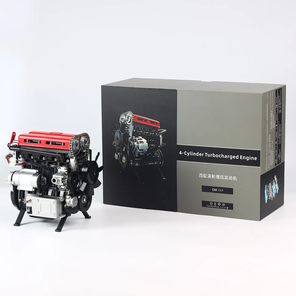 TECHING L4 Engine Model Kit that Works - Build Your Own Engine - Full Metal 4 Cylinder Car Engine Kit Car Engine Model Upgraded Version