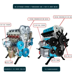 TECHING L4 Engine Model Kit that Works - Build Your Own Engine - Full Metal 4 Cylinder Car Engine Kit Car Engine Model Upgraded Version