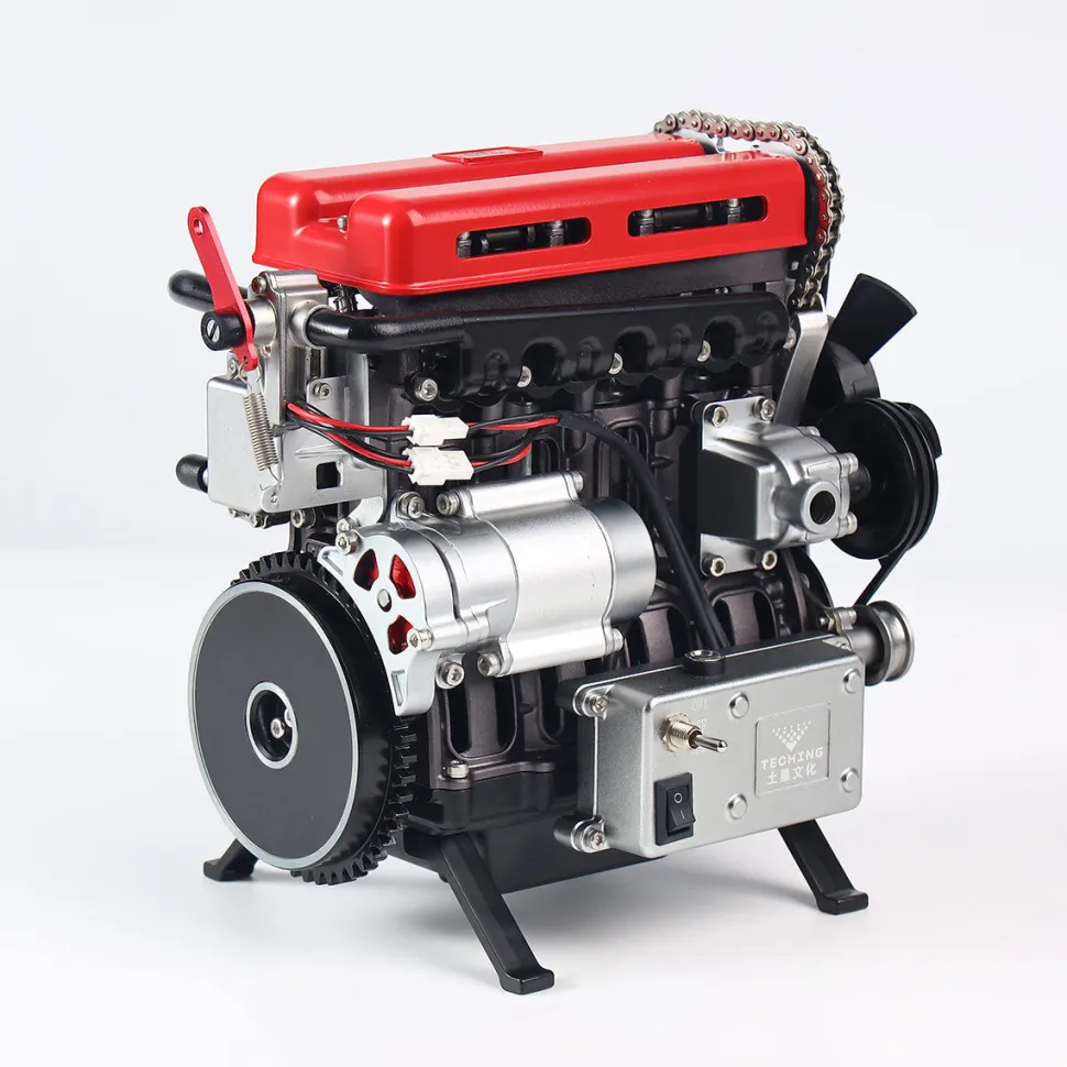 TECHING L4 Engine Model Kit that Works - Build Your Own Engine - Full Metal 4 Cylinder Car Engine Kit Car Engine Model Upgraded Version