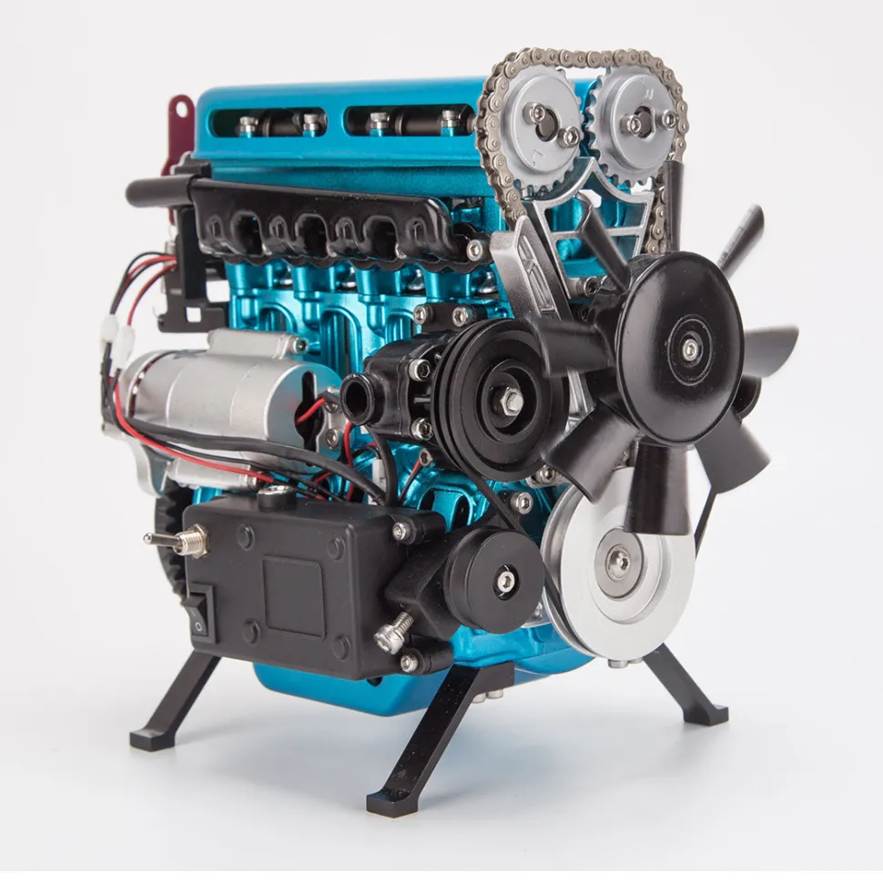 TECHING L4 Engine Model Kit that Works - Build Your Own Engine - Full Metal 4 Cylinder Car Engine Kit Car Engine Model Upgraded Version