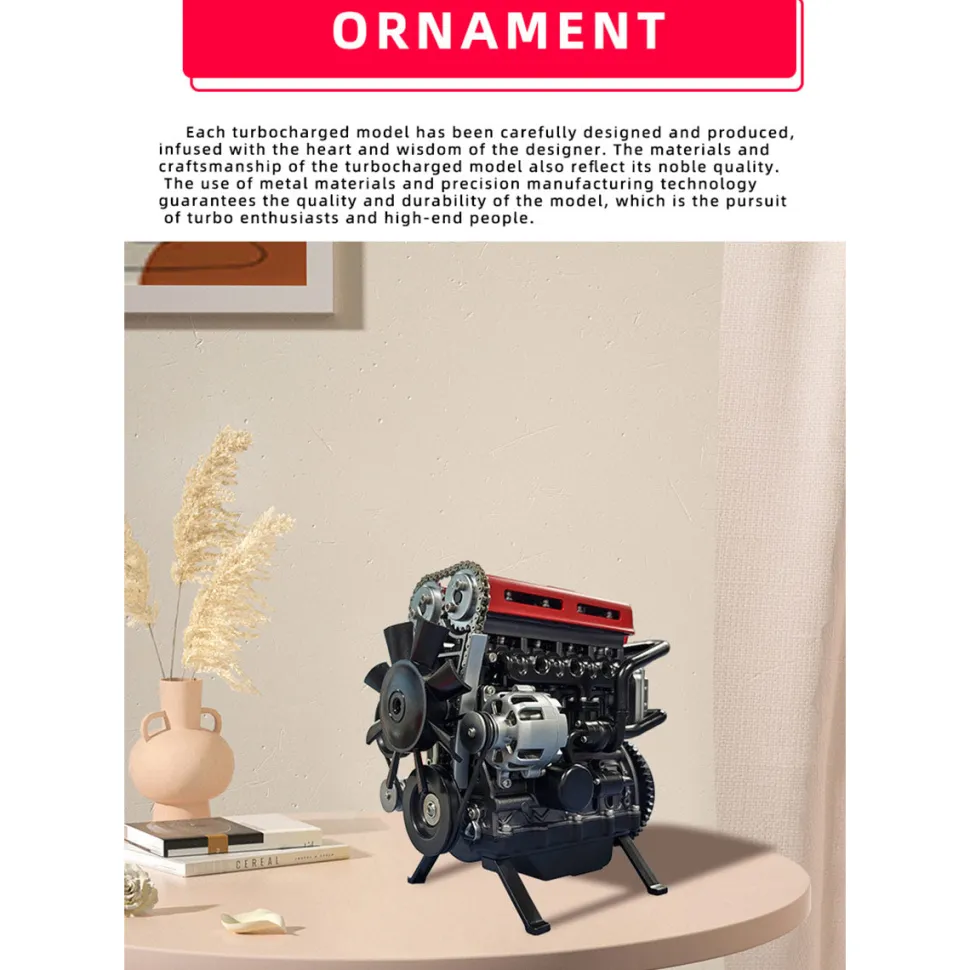 TECHING L4 Engine Model Kit that Works - Build Your Own Engine - Full Metal 4 Cylinder Car Engine Kit Car Engine Model Upgraded Version