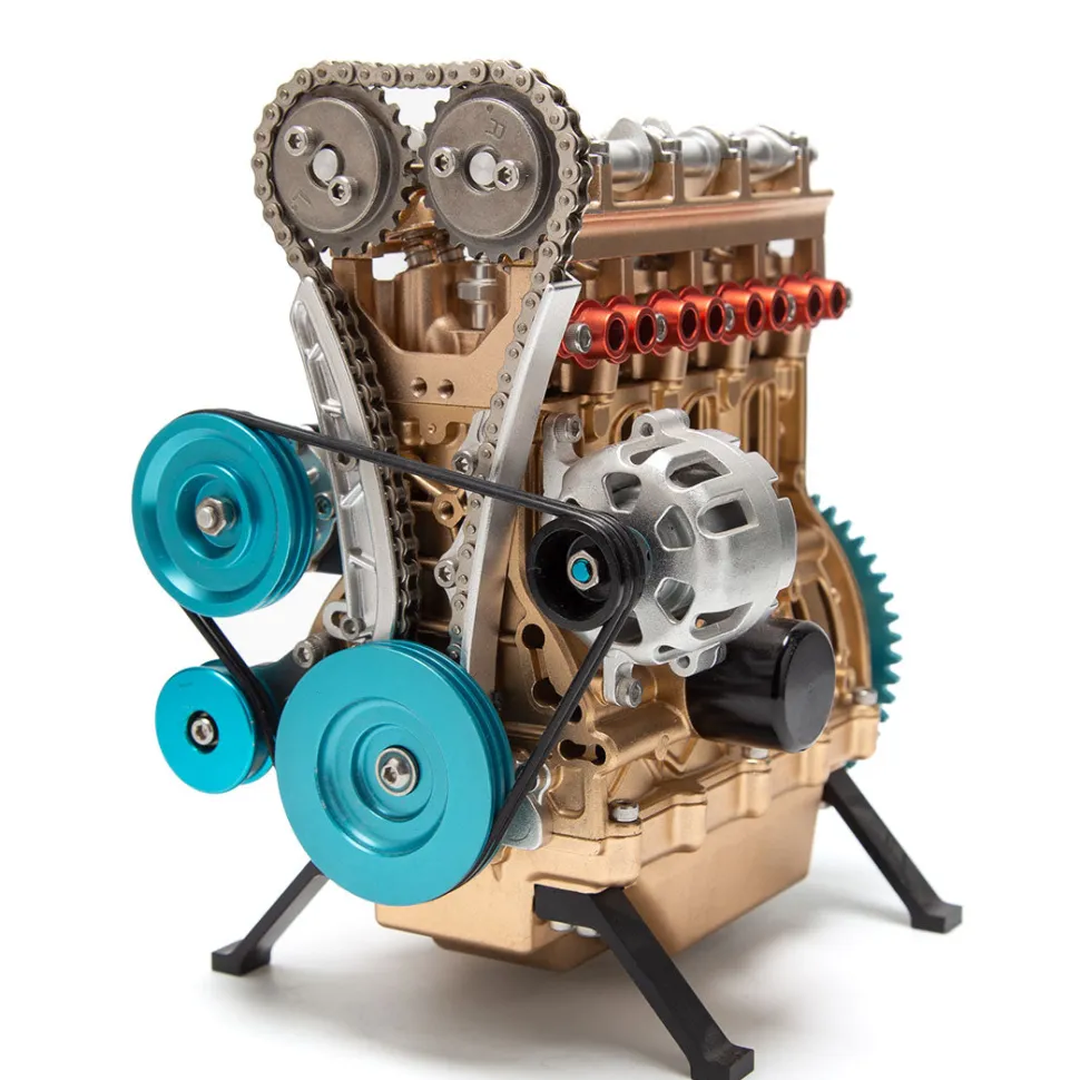 TECHING L4 Engine Model that Works - Full Metal 4 Cylinder Car Engine Model Gift Collection - Used(Assembled Version) - Like New