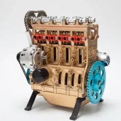 TECHING L4 Engine Model that Works - Full Metal 4 Cylinder Car Engine Model Gift Collection - Used(Assembled Version) - Like New
