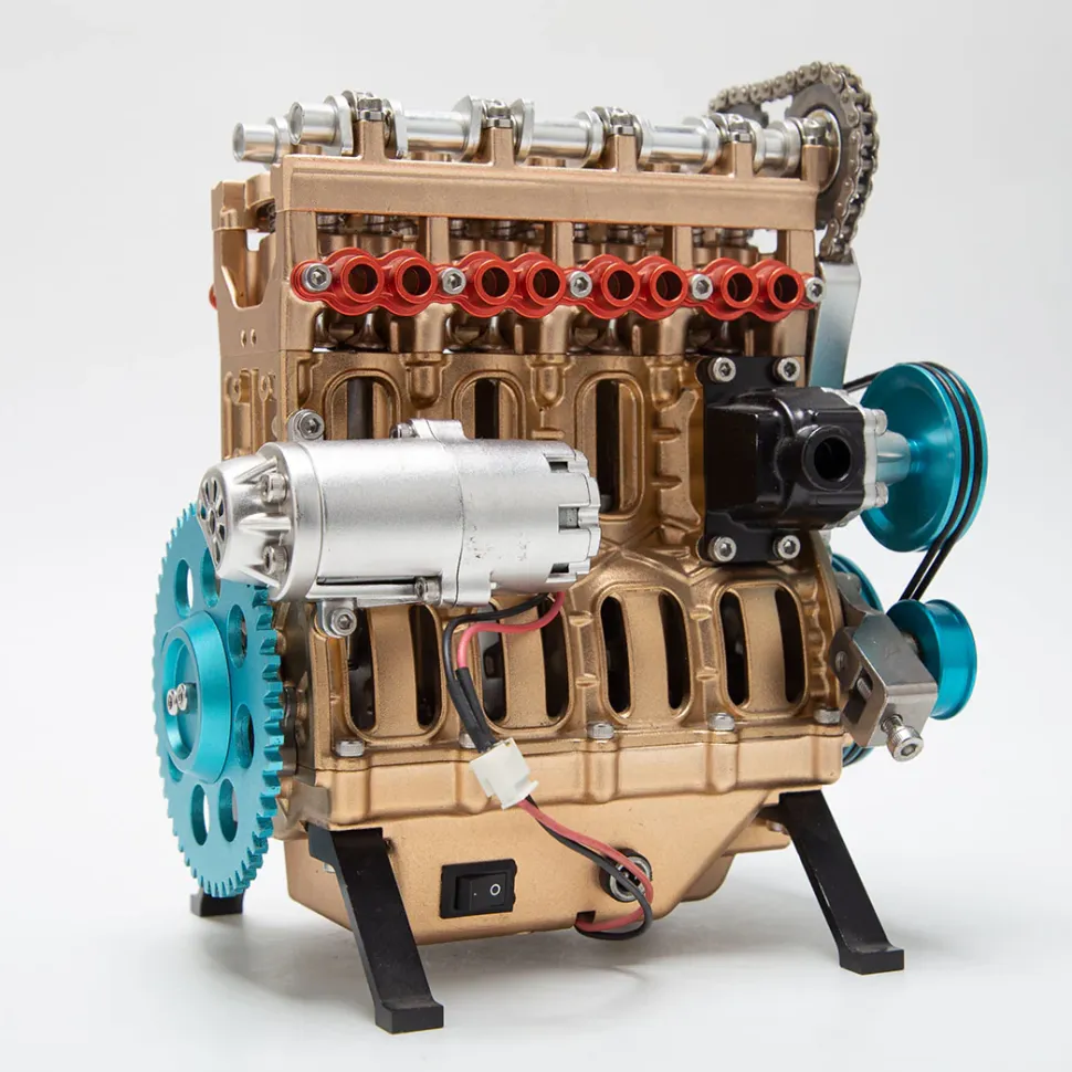 TECHING L4 Engine Model that Works - Full Metal 4 Cylinder Car Engine Model Gift Collection - Used(Assembled Version) - Like New