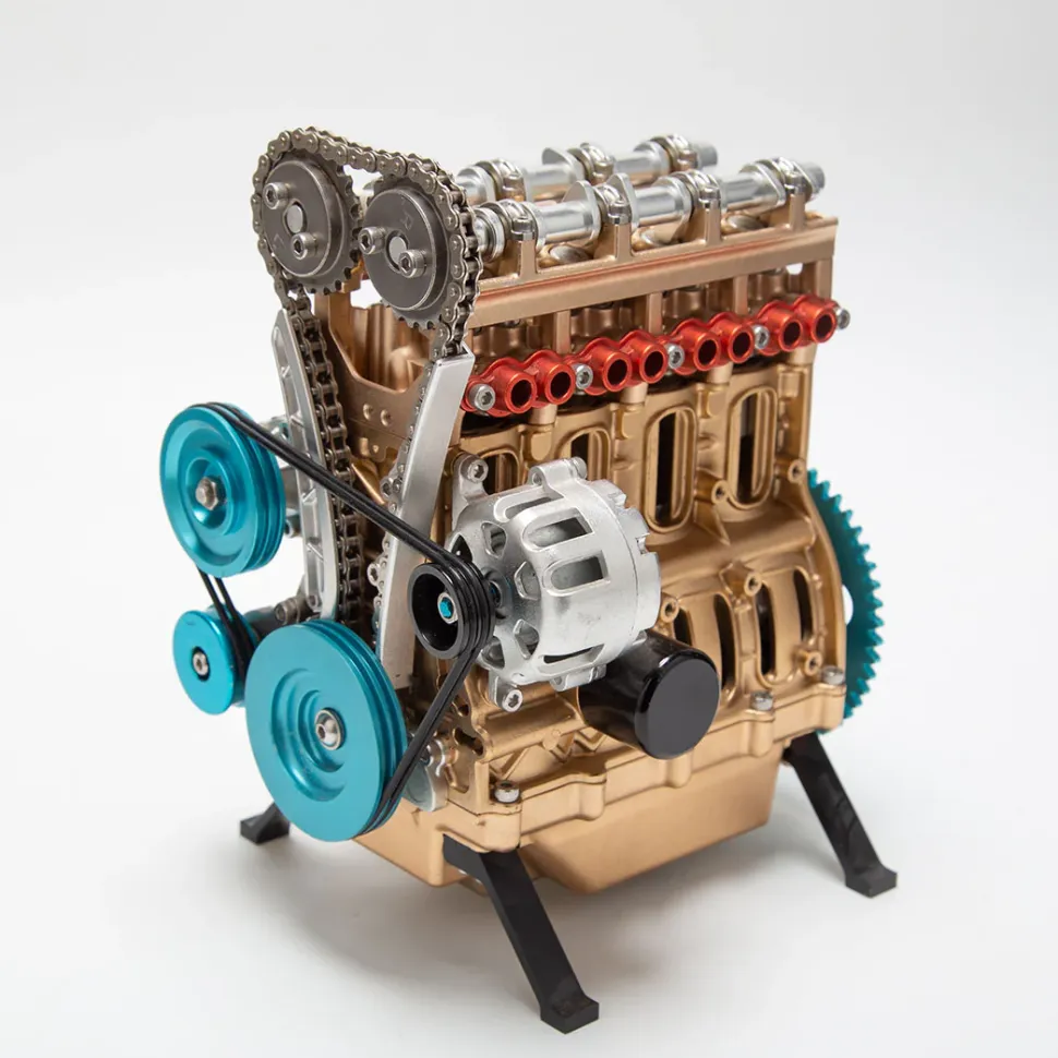 TECHING L4 Engine Model that Works - Full Metal 4 Cylinder Car Engine Model Gift Collection - Used(Assembled Version) - Like New