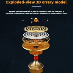 TECHING Metal DIY Mechanical Solar System Model Kit Dynamic Orbital Desk Ornament - 600+PCS