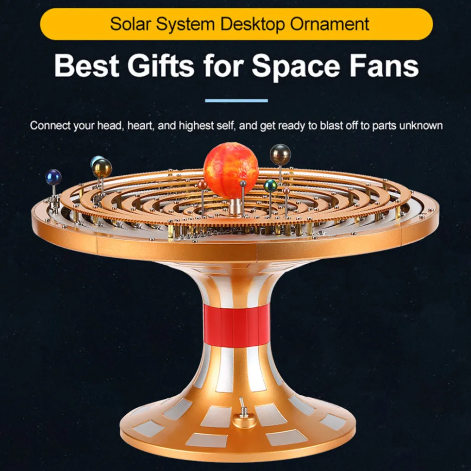 TECHING Metal DIY Mechanical Solar System Model Kit Dynamic Orbital Desk Ornament - 600+PCS