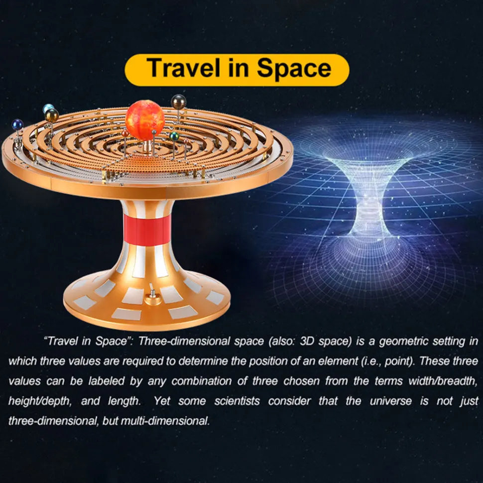 TECHING Metal DIY Mechanical Solar System Model Kit Dynamic Orbital Desk Ornament - 600+PCS