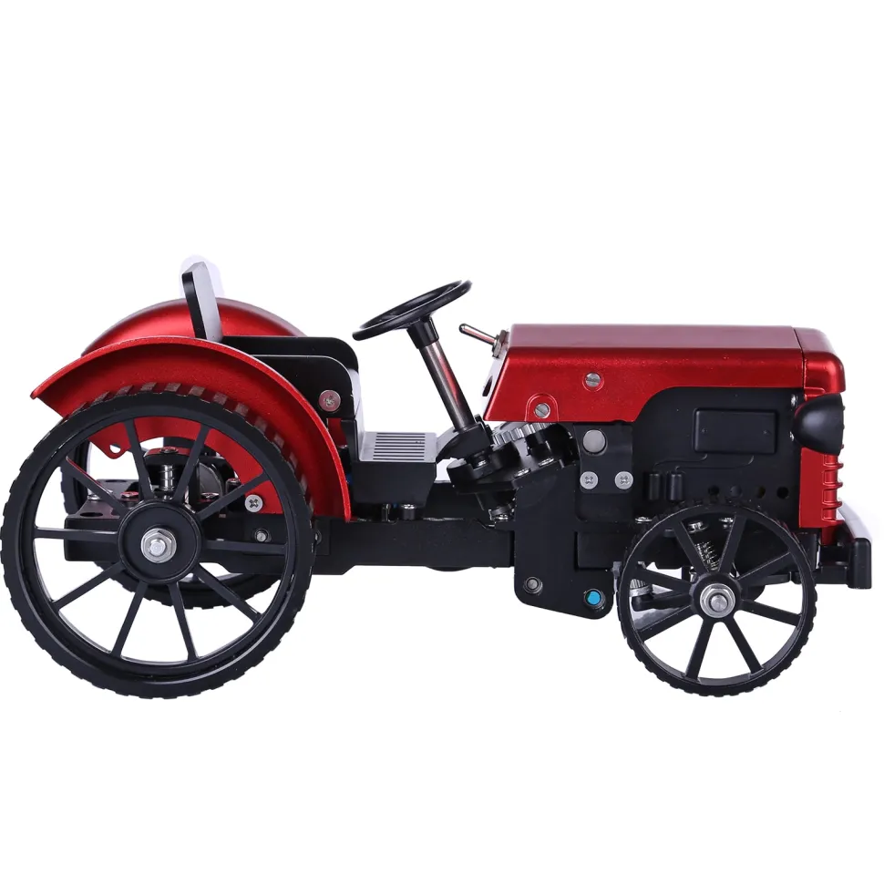 Teching Mini APP RC Tractor Metal Romote Control Model Tractor in Red DIY Assembly Kit Educational Toy Gifts Collection - Enginediy