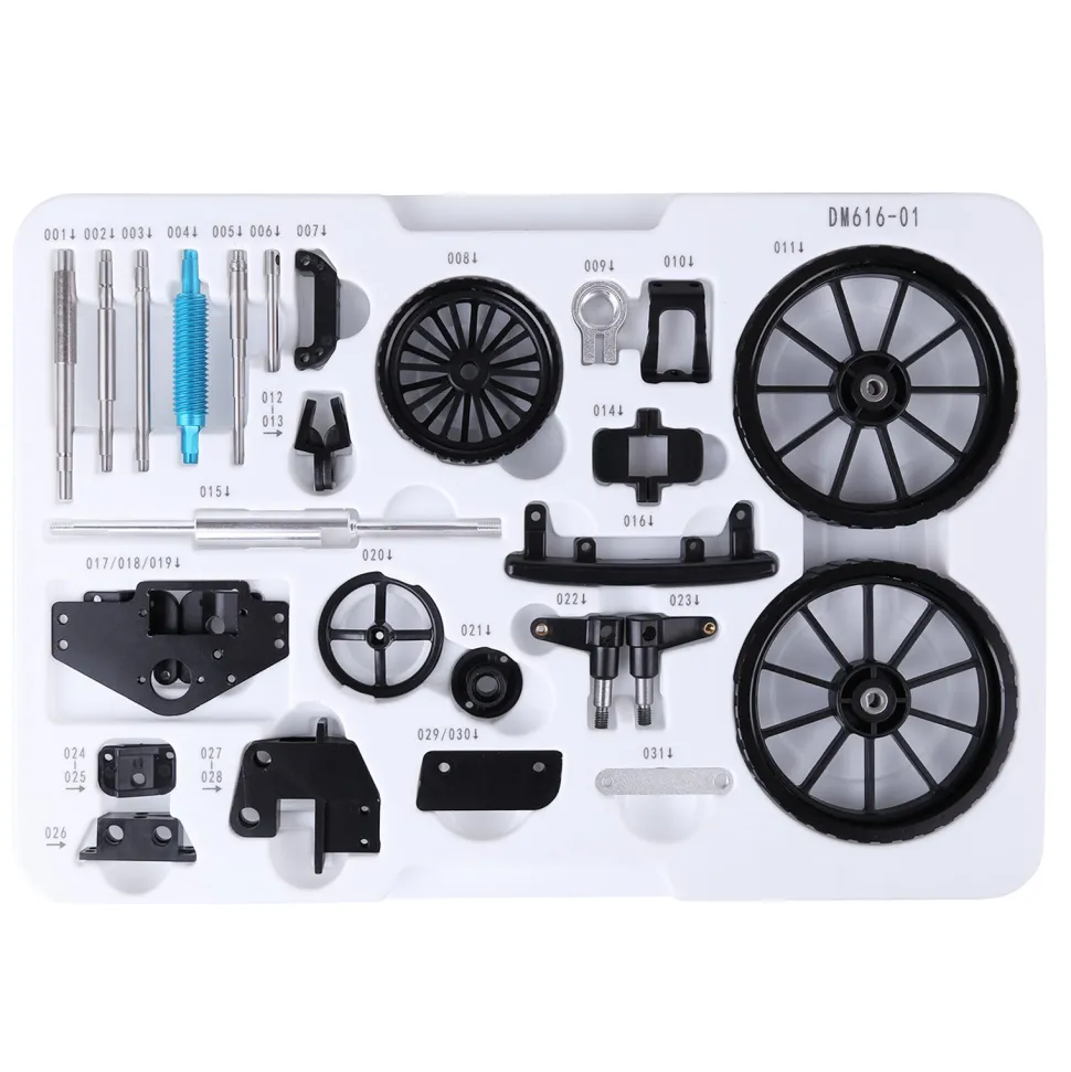 Teching Mini APP RC Tractor Metal Romote Control Model Tractor in Red DIY Assembly Kit Educational Toy Gifts Collection - Enginediy