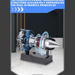 TECHING Mini Turbofan Engine Kit that Works - DIY Metal Electric Jet Engine with Visible Mechanics for STEM Education