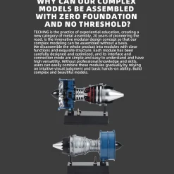 TECHING Mini Turbofan Engine Kit that Works - DIY Metal Electric Jet Engine with Visible Mechanics for STEM Education