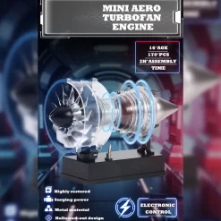 TECHING Mini Turbofan Engine Kit that Works - DIY Metal Electric Jet Engine with Visible Mechanics for STEM Education