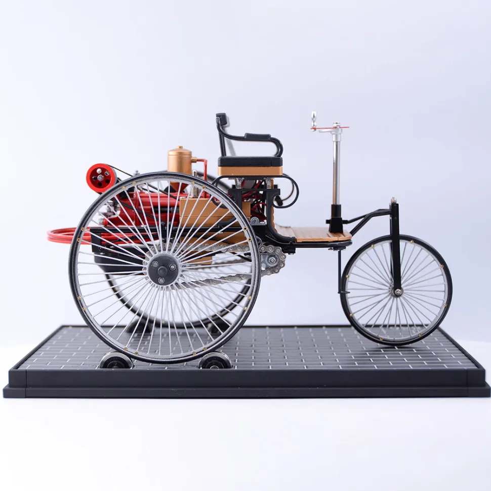 TECHING World's 1st Automobile that Works - Build Your Own Retro Car - Full Metal Three-Wheel Model Kit 430+Pcs