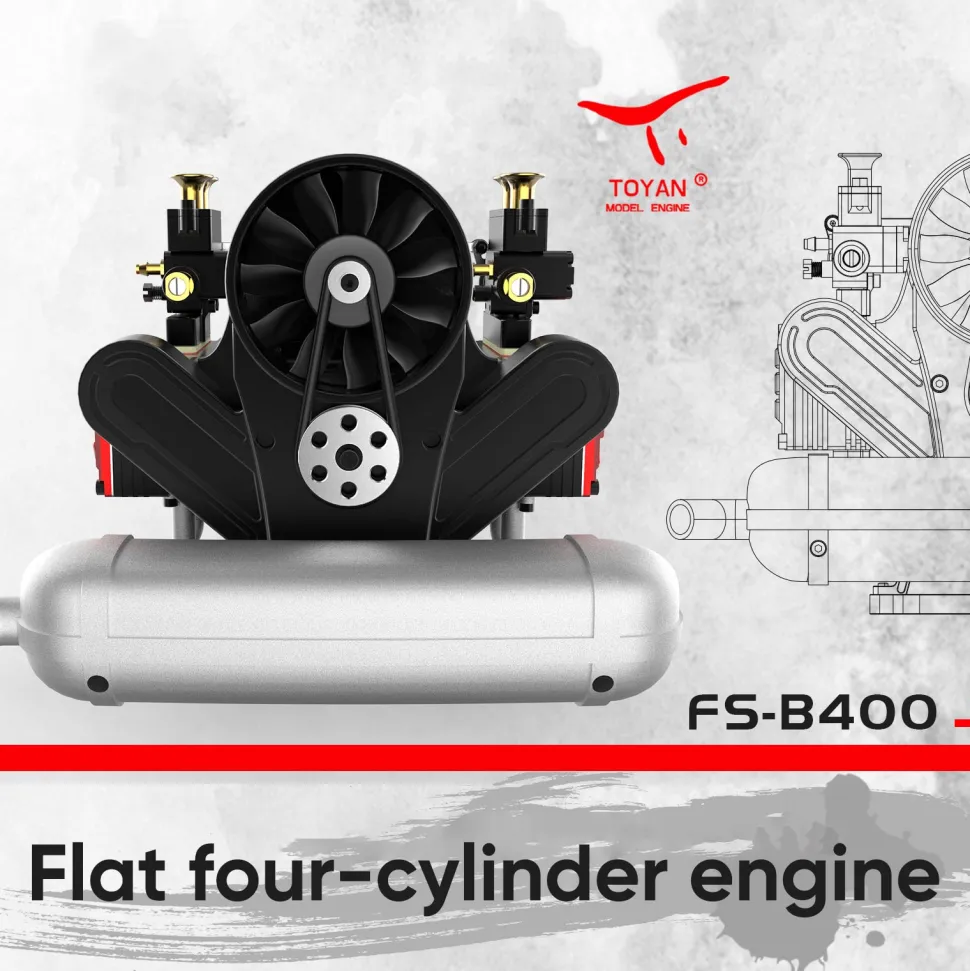 TOYAN Engine FS-B400 14cc Flat-four Engine Horizontal Opposed 4 Cylinder 4 Stroke Nitro H4 Engine Model Kit