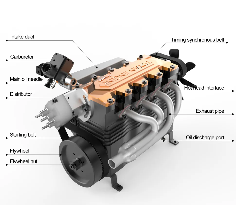 TOYAN FS-L400BGC 14CC Inline 4 Cylinder 4 Stroke OHC L4 Water-cooled Gasoline Engine Model for RC Model Car Ship Airplane