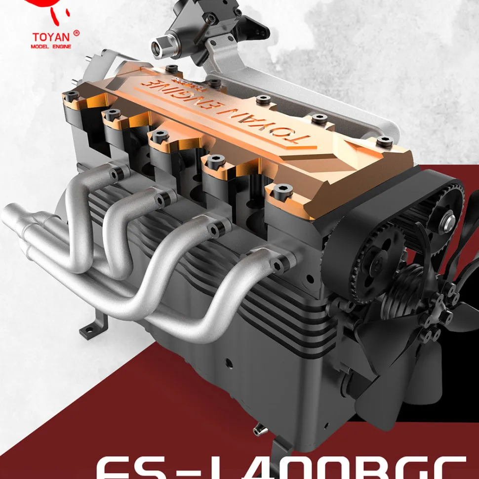 TOYAN FS-L400BGC 14CC Inline 4 Cylinder 4 Stroke OHC L4 Water-cooled Gasoline Engine Model for RC Model Car Ship Airplane