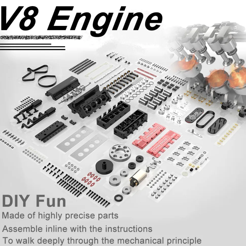 TOYAN FS-V800 V8 Engine With Starter Kit, Stand and Accessories