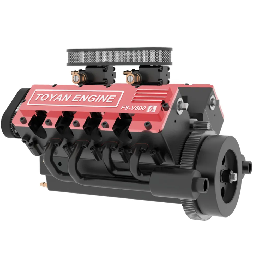 TOYAN & HOWIN V8 Engine FS-V800G 1/10 28cc Gasoline Engine with Starter Kit - Build Your Own V8 Engine - V8 Engine Model Kit That Works