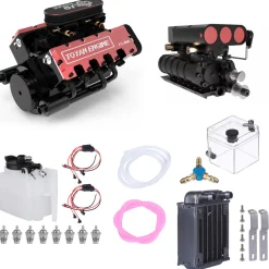 TOYAN V8 Engine FS-V800 28cc Engine Model Kit with Supercharger Accessories That Works