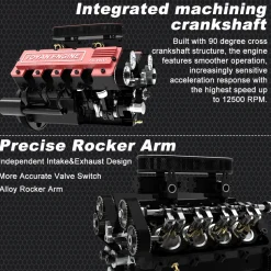 TOYAN V8 Engine FS-V800 28cc Engine Model Kit with Supercharger Accessories That Works