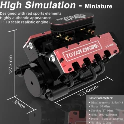 TOYAN V8 Engine FS-V800 28cc Nitro Engine - Build Your Own V8 Engine - V8 Engine Model Kit That Works