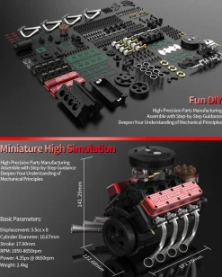 TOYAN V8 Engine FS-V800WGPC 28cc OHV Gasoline Engine - Build Your Own V8 Engine - V8 Engine Model Kit That Works