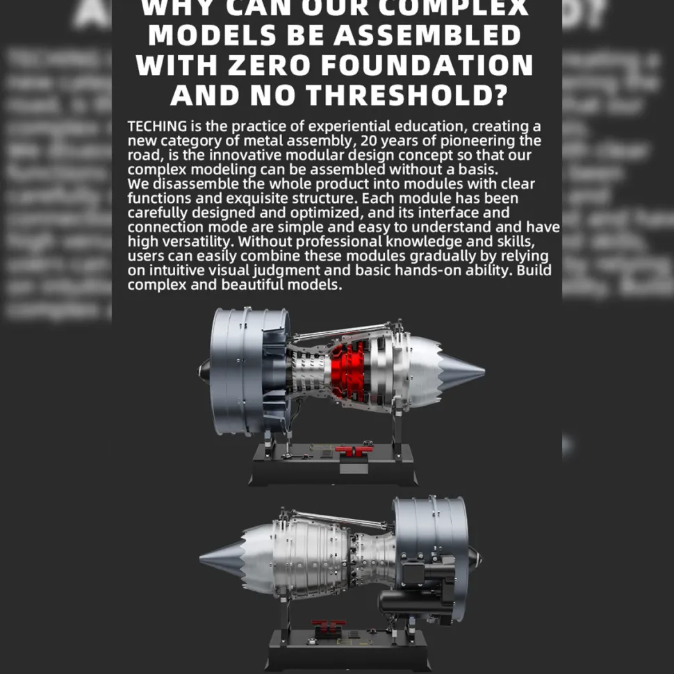Turbofan Engine Model Kit that Works - Build Your Own Turbofan Engine - TECHING 1/12 Full Metal Dual-Spool Turbofan Engine Model Kit 300+PCS