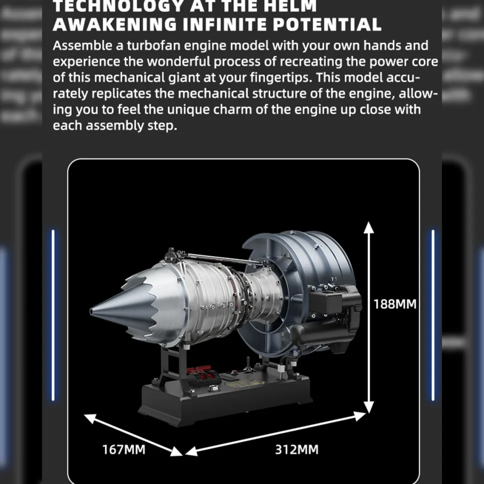 Turbofan Engine Model Kit that Works - Build Your Own Turbofan Engine - TECHING 1/12 Full Metal Dual-Spool Turbofan Engine Model Kit 300+PCS