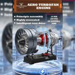 Turbofan Engine Model Kit that Works - Build Your Own Turbofan Engine - TECHING 1/12 Full Metal Dual-Spool Turbofan Engine Model Kit 300+PCS