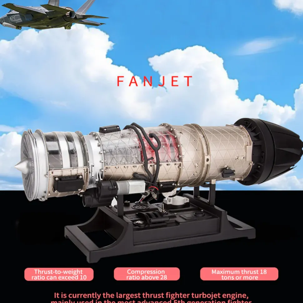 Turbofan Engine Model Kit that Works - Build Your Own Turbofan Engine - TECHING 1/10 Full Metal Electric Turbojet Engine Small Bypass Ratio Twin Rotor Aircraft Model DM135 600+Pcs