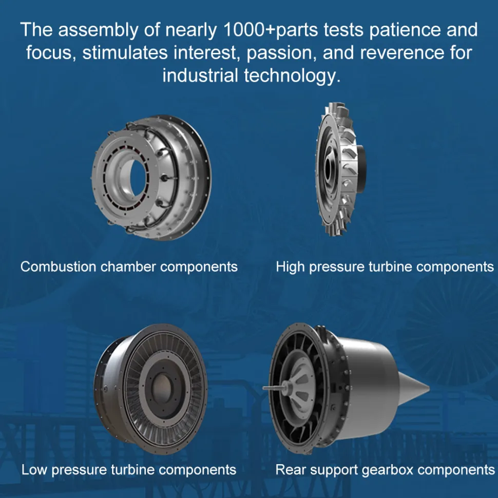 Turbofan Engine Model Kit that Works - Build Your Own Turbofan Engine - TECHING 1/10 Full Metal Dual-Spool Turbofan Engine Aircraft Jet Engine Model 1000+Pcs