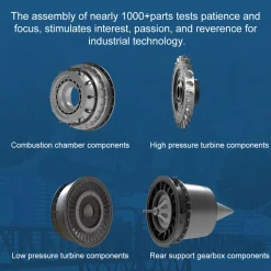 Turbofan Engine Model Kit that Works - Build Your Own Turbofan Engine - TECHING 1/10 Full Metal Dual-Spool Turbofan Engine Aircraft Jet Engine Model 1000+Pcs