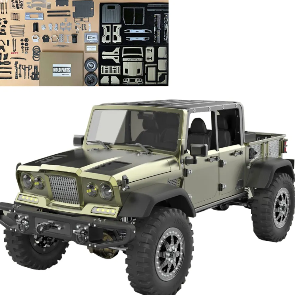 TWOLF TW-715 V8 Engine Powered 1:10 Scale RC Off-road 4WD 4-Door Pickup Truck Vehicle Crawler Kit