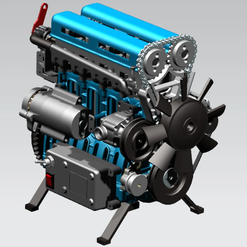 V4 Car Engine Assembly Kit Full Metal 4 Cylinder Car Engine Building Kit