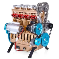V4 Car Engine Assembly Kit Full Metal 4 Cylinder Car Engine Building Kit