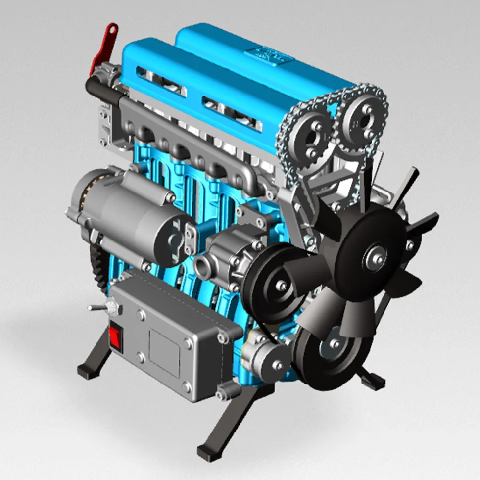 V4 Car Engine Assembly Kit Full Metal 4 Cylinder Car Engine Building Kit