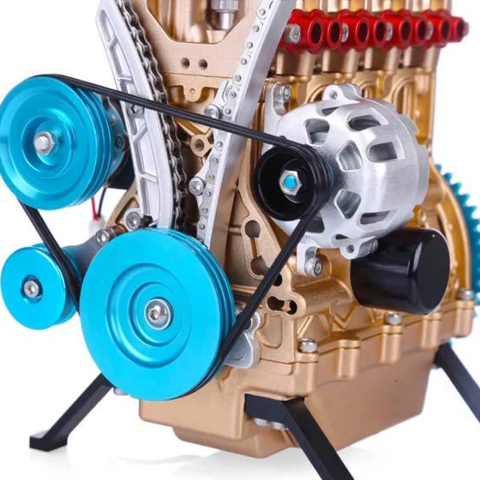 V4 Car Engine Assembly Kit Full Metal 4 Cylinder Car Engine Building Kit