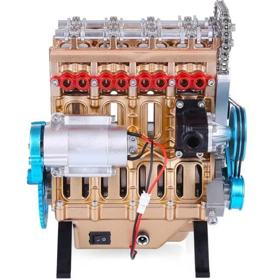 V4 Car Engine Assembly Kit Full Metal 4 Cylinder Car Engine Building Kit