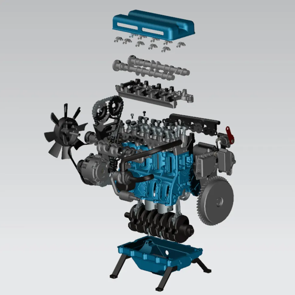V4 Car Engine Assembly Kit Full Metal 4 Cylinder Car Engine Building Kit