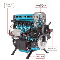 V4 Car Engine Assembly Kit Full Metal 4 Cylinder Car Engine Building Kit